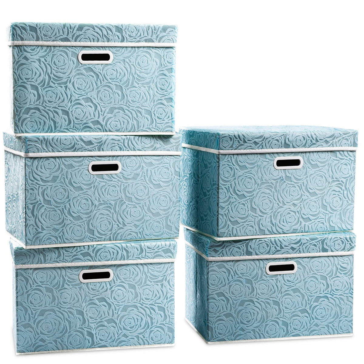 Prandom Storage Boxes with Lids Large.Rose Pattern Fabric Decorative Storage Box, Really Useful Box,Clothing Storage,Cubes