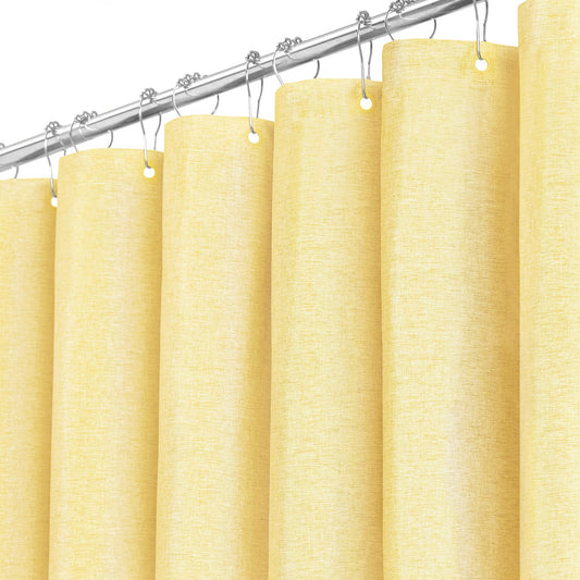 BTTN Yellow Linen Shower Curtain, Modern Mildew Resistant Textured Fabric, Luxury Waterproof Polyester for Wet Bathroom, Durable and Washable, Thick