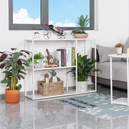 HDANI Console Table,3 Shelf Sofa Table,Thin Entryway Table,Metal Frame Couch Table for Small Spaces,Living Room,Hallway (White, 100×30×80cm)