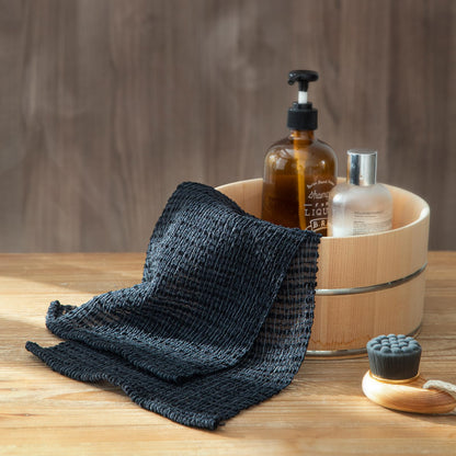 SHIMOYAMA Exfoliating Bath Towel, 2 Pack, Nylon Japanese Shower Towel, 100cm Extra Long Back Scrubber Washcloth for Men Women (Black)