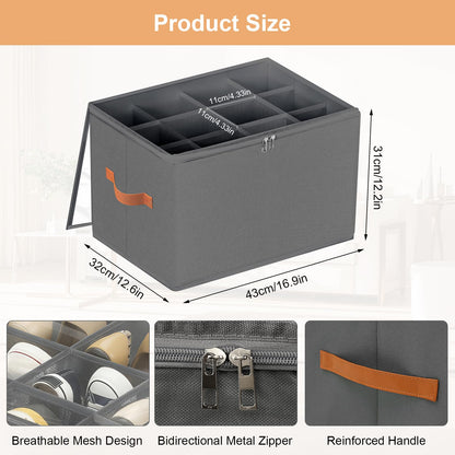 GFUEIGJ Space Saver Shoes Containers Bin Foldable Shoe Organiser Fabric Shoe Storage Box Shoe Organiser with Clear Lids for Wardrobe (1 Pack Gray)