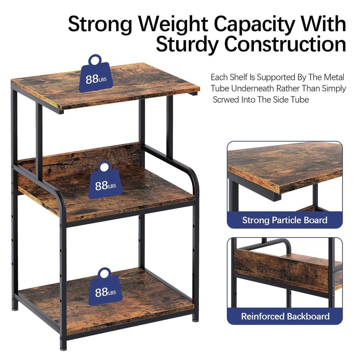 Garden 4 you Printer Stand Table with Storage,3d Printer Shelf,3-Tier Printer Organizer With Shelf and Wheels