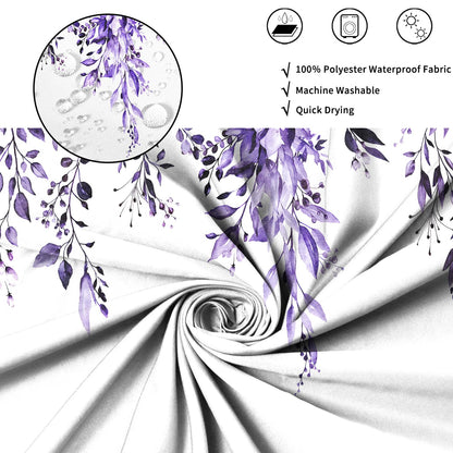 ASDCXZ Purple Eucalyptus Shower Curtain 180x200 cm, Spring Watercolor Eucalyptus Leaves Floral Plants Waterproof Bath Curtain Polyester Textile