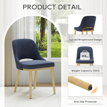 Dining Chairs Set of 2, Upholstered Dining Room Chairs with Chenille Fabric, Ergonomic Backrest, High Density Cushion & Rubber Wood Frame