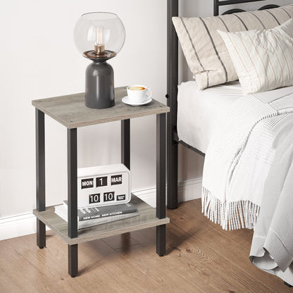 TUTOTAK Side Table, Set of 2, Bedside Table, Night stand, 2-Tier Storage Shelf, End Table for Small Space, Living Room, Bed Room, Greige V1TB01BG035EU