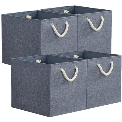 Mangata 4 Pack Storage Cubes for Shelves, Fabric Storage Boxes with Cotton Rope Handles Home Organization