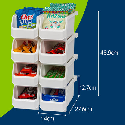 ReadySpace Plastic Containers for Organizing and Storage Bins for Closet, Kitchen, Office, Toys, or Pantry Organization, Medium, 8-Pack, White