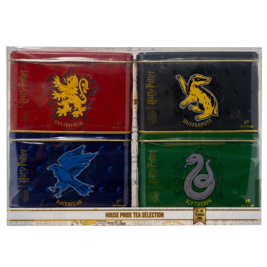New English Teas Harry Potter Gift Set of 4x House Tea Tins - Gryffindor, Slytherin, Ravenclaw & Hufflepuff (4x 40 Teabags - Total 160 Teabags)