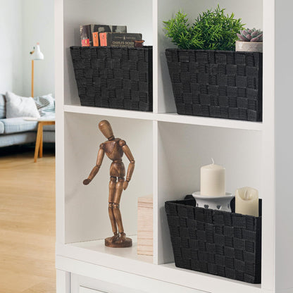 EHC Storage Baskets set of 3, Storage baskets for shelves, Storage Boxes Storage Organiser Hamper Basket, Black