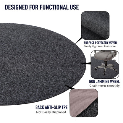 Office Chair Mat for Hardwood Floor,100x100cm Round Desk Chair Floor Protector Mat Rug for Gaming Rolling Chair