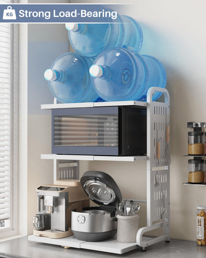 Ornestia 3-Tier Expandable Metal Microwave Shelf for Kitchen,White