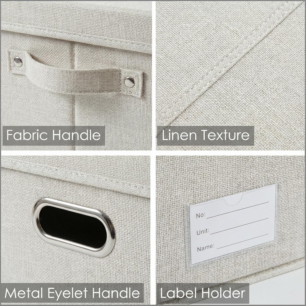 Prandom Storage Boxes with Lids Extra Large,58x40x30cm,Beige[1-Pack]