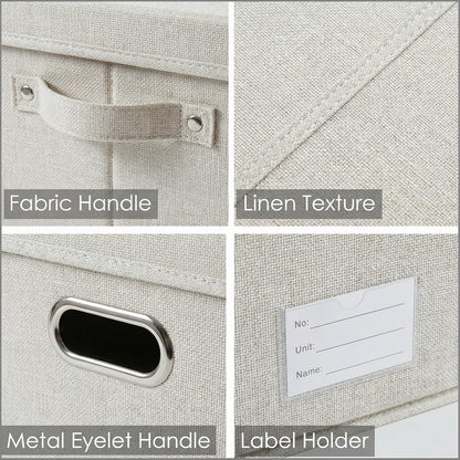 Prandom Storage Boxes with Lids Extra Large,58x40x30cm,Beige[1-Pack]
