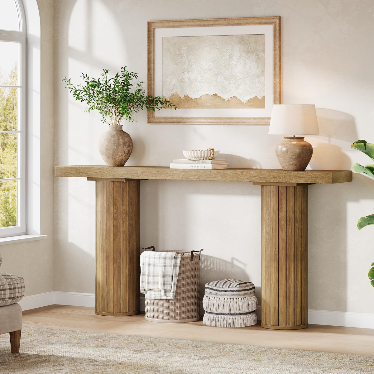 Tribesigns 160 cm Extra Long Console Table, Rectangular Foyer Table, Wooden Sofa Table Behind Couch, Farmhouse Wooden Entrance Table for Living Room