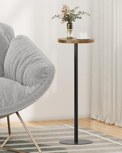 TUTOTAK Tall Round Side Table, Small End Table, Drink Table, Pedestal Side Table, livingroom, Brown TB01BB065EU