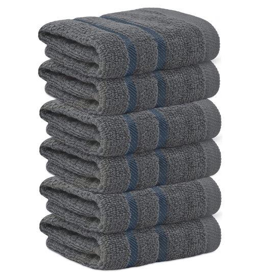 Towelogy? Fast Drying Flannel Face Cloth 100% Cotton Super Soft Premium Washcloths Facial Towels | OEKO-TEX Certified 33x33 cm (Charcoal, 6)