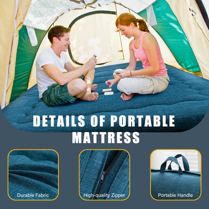 MAXYOYO Portable Foldable Futon Mattress, Hypoallergenic Fabric and Foam Mattress Pad with Handle and Zipper for Outdoor Indoor Camping Guest Car