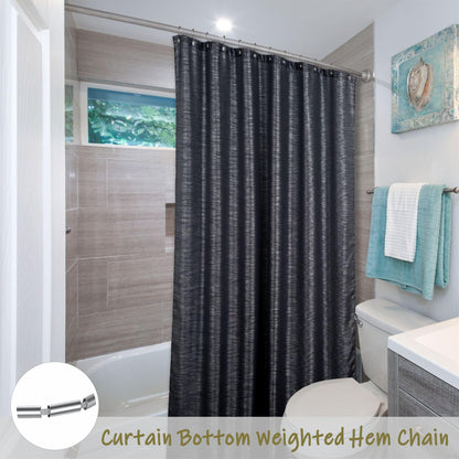 Black Silver Glitter Shower Curtain: Waterproof Washable, 200Lx183W
