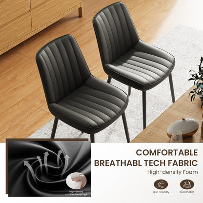 COLAMY Black Dining Chairs Set of 6,Technology Fabric Chairs for Dining Room with Metal Legs and Thick Seat Cushion