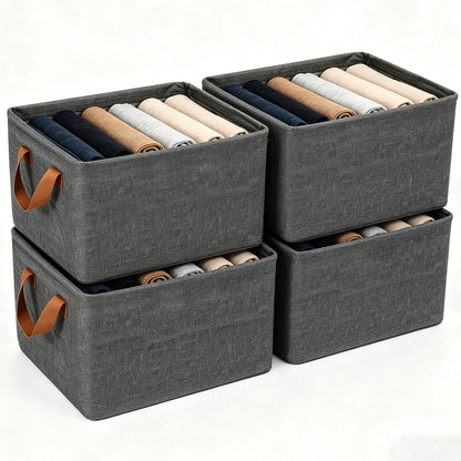 23L Wardrobe Storage Boxes with Metal Frame for Shelves Toys and Clothes
