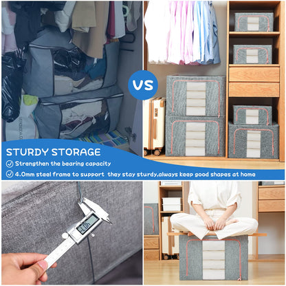 FUSACONY Closet Organizers and Storage 3 Pack Clothes Storage Boxes with Lid and Zips