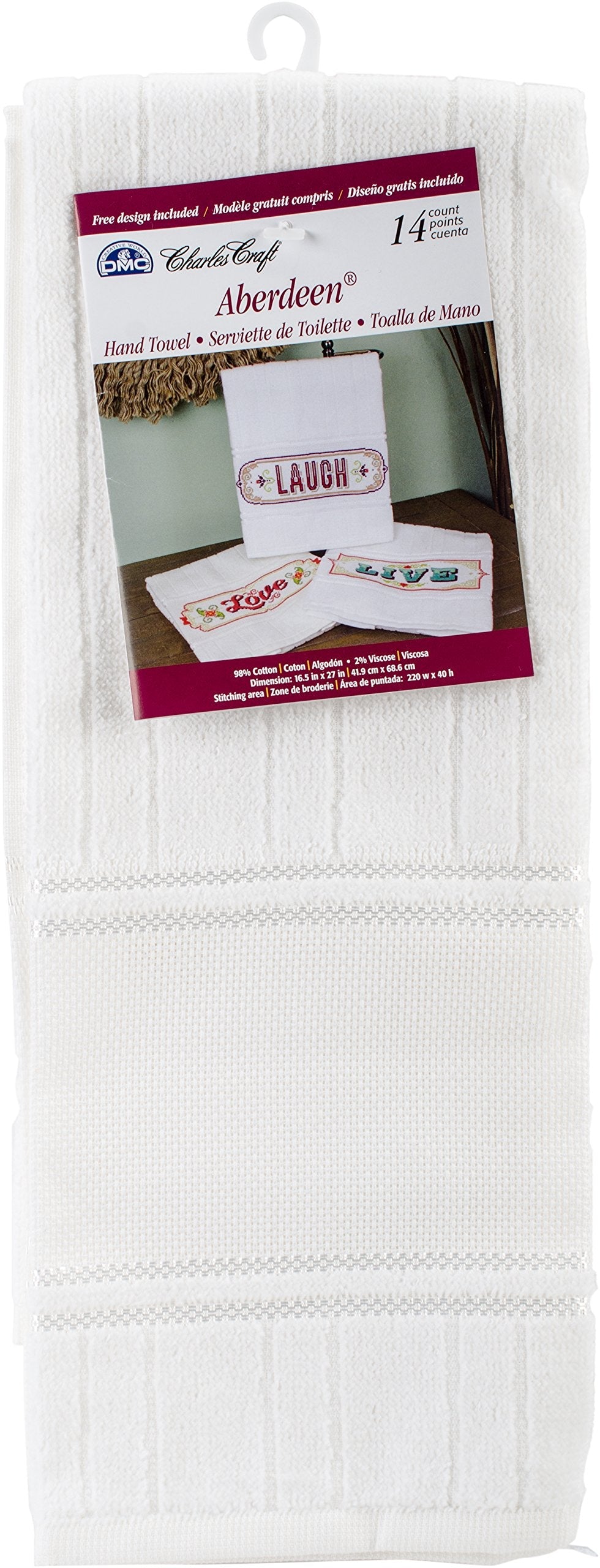 DMC VT6701 6750 Aberdeen Velour 14 Count Hand Towel, Multi-Colour, 16.5 x 27-Inch