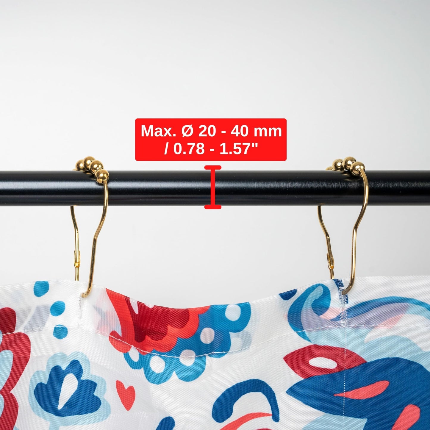 Shower Curtain Rings, 12 Pack, in Gold-Colour, Inner Diameter 2.7 x 1.5", for Shower Curtain Rods, sturdy metal shower rings, with Rolls to slide