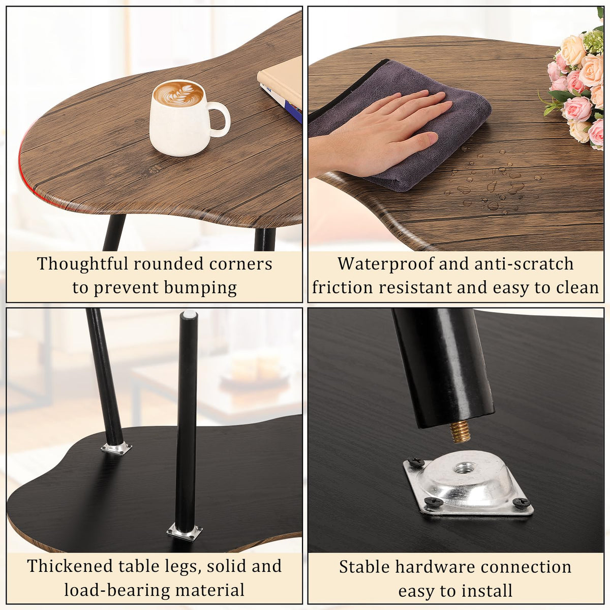 FEUFOAM Small Coffee Table Irregular Wood Grain Desktop Coffee Tables Simple Modern Cloud Shaped Center Table Floor Standing Table For Living Room