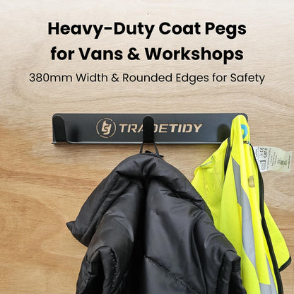 Tradetidy Coat/Hardhat Pegs Holder, Coat Hangers for Workshops, Vans, and Garage Storage, Rounded Edges for Safety, Made from 2mm Super Strong Steel