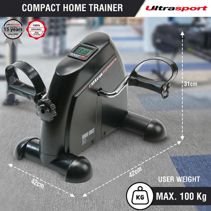Ultrasport Mini Bike 50 Without Handle, Arm And Leg Trainer, Home Trainer, Mini Bike, Movement Trainer, LCD Display With Computer Function, Ideal For