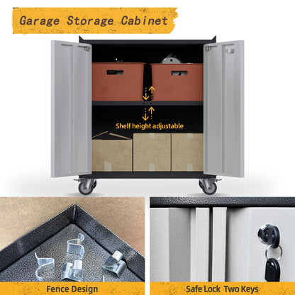 SUPEER Metal Storage Cabinet with 2 Doors and 1 Adjustable Shelves