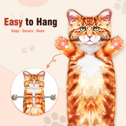 PAT JUUMG Funny Cat Hand Towels for Bathroom Kitchen,Cute Cat Decor Towel,Hanging Face Towels,Super Absorbent Soft,Funny Cat Gifts for Cat Lovers