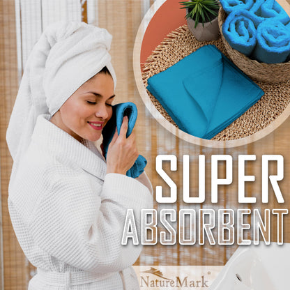 NatureMark Set of 10 Washcloths Made of 100% Cotton - Soft and Absorbent Face and Hand Towels - Practical for Bathroom and Kitchen - 30 x 30 cm