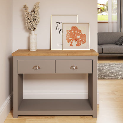 Timber Art Design UK Lisbon Console Hall Way Table with 2 Drawers Rustic Retro Style Hallway Living Room, Bedroom, Office