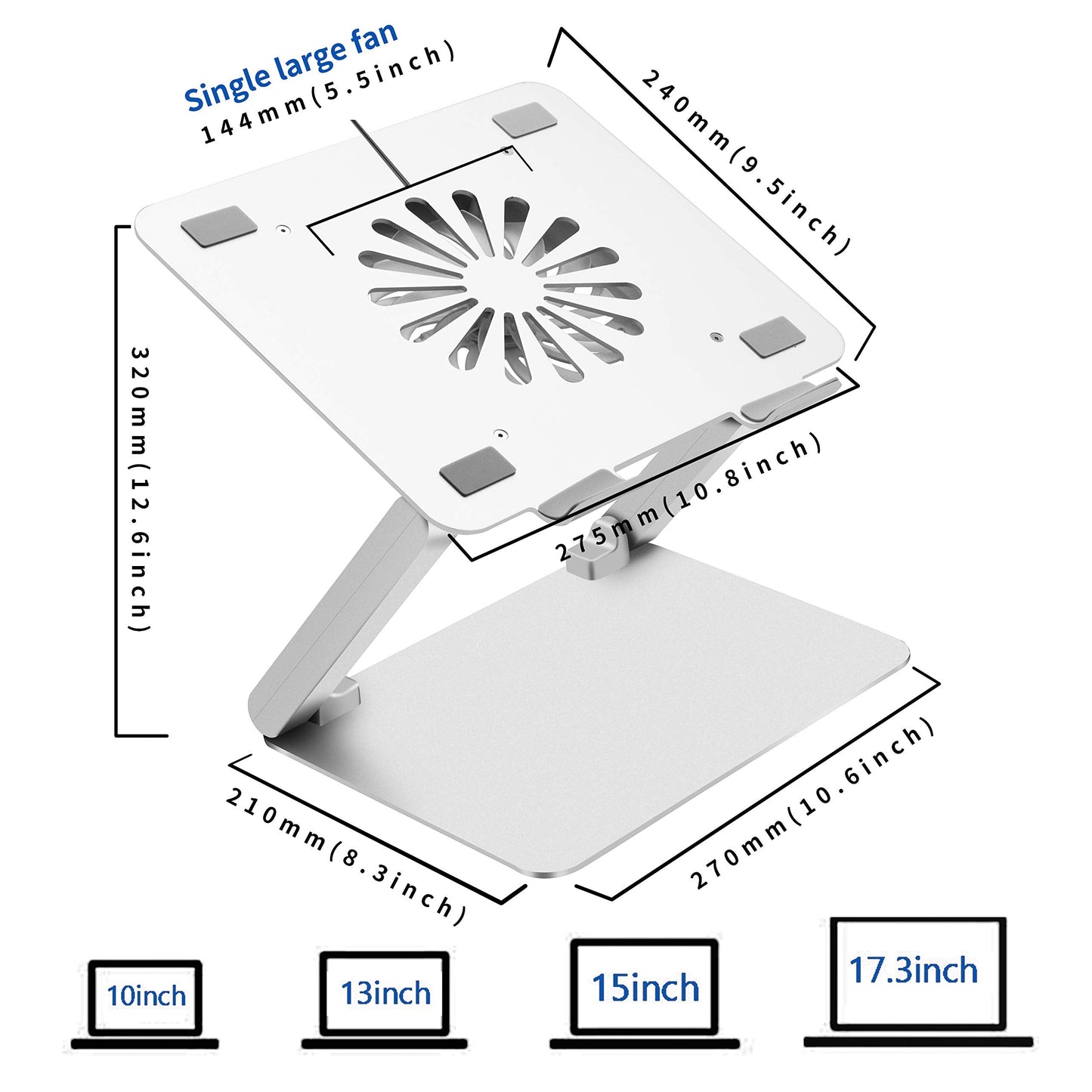 Soundance Laptop Stand Adjustable Laptop Cooling Pad with Fan USB 3.0 Hub Compatible with 10 to 17.3 Inches Notebook Computer
