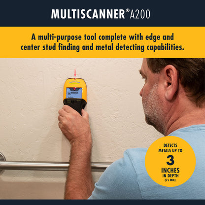 Zircon Multiscanner A200 Electronic Wall Scanner/Metal Detector/Live AC Wire Detection With SpotLite Pointer