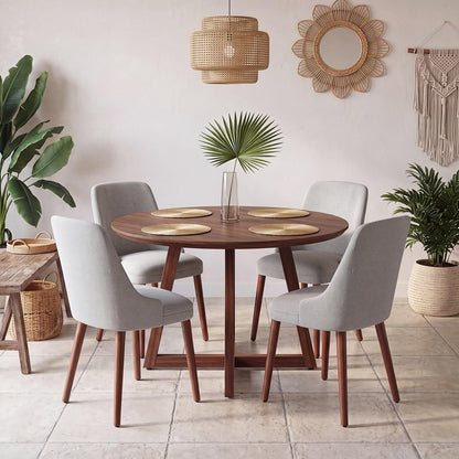 Dining Chairs Set of 4, Upholstered Dining Room Chairs with Ergonomic High Back, Thick Padded Seat, Skin-Friendly Fabric