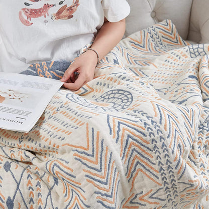 VANJOROY Double-sided Bohemian Sofa Bed Large Throw Blanket, 100% Pure Organic Cotton Soft Boho Throw for 2 3 Seater Settees Armchair Couch and