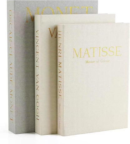 kroucoco Decorative Faux Books - Set of 3 Linen Storage Boxes for Coffee Table, Bookshelf & Home Decor (Sage-beige)