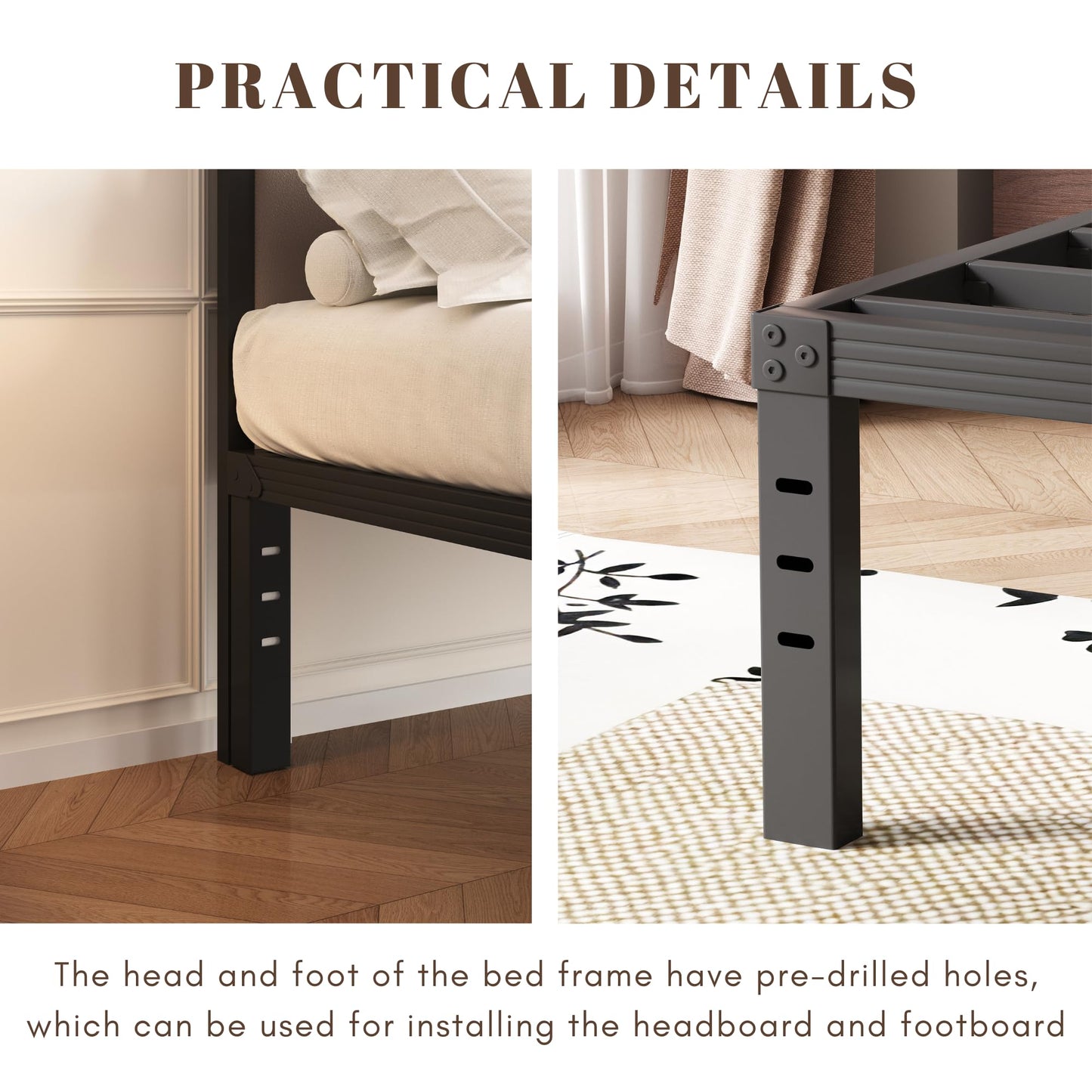 Hunlostten Metal King Bed Frame - Platform Bed Frames with Underbed Storage and Steel Slat Support, Sturdy, Easy Assembly, Noise Free, Heavy Duty