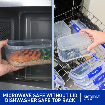 Sistema KLIP IT Food Storage Containers | Airtight & Stackable Meal Prep Containers with Lids | School Lunch Boxes & Snack Boxes | BPA-Free | 18 Count