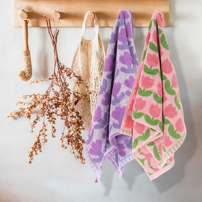 sourcing map 4 Pcs Bathroom Hand Towels Pink Soft Absorbent Face Towels Cotton Wash Cloths 13 x 29 Inch Kitchen Hand Towels for Bathroom Gym Drying
