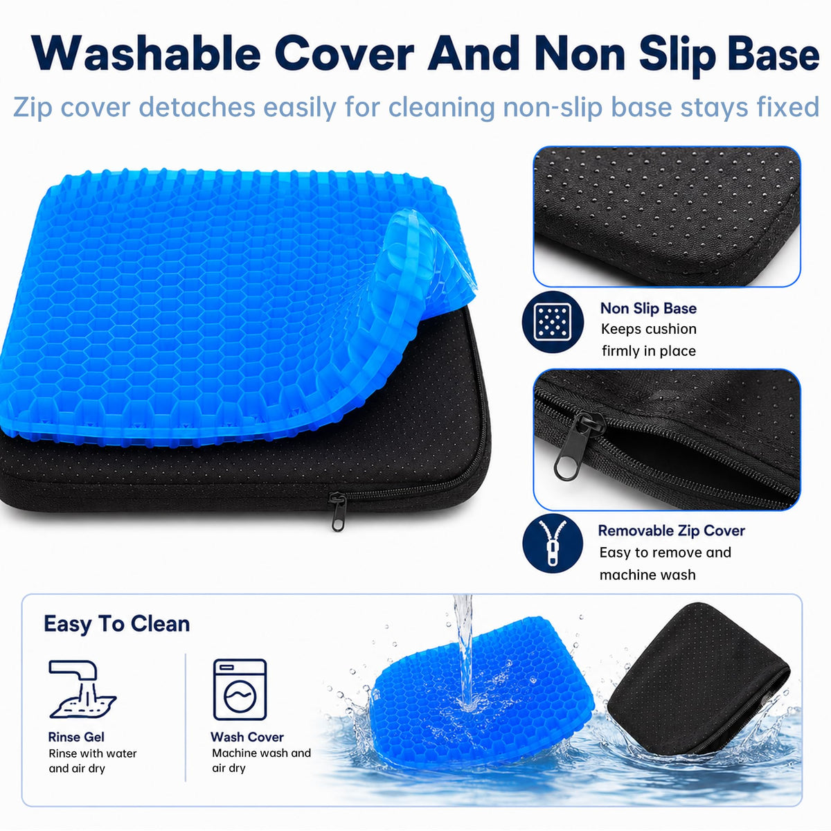Jiangshun Gel Seat Cushion & Pressure Relief Pad – Double Layer Honeycomb