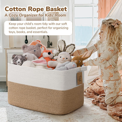 TIMEYARD 75L Large Woven Storage Basket Cotton Rope Blanket Organizer