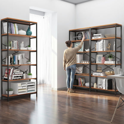 Himimi 5 Tier Industrial Bookshelf, Vintage Standing Storage Shelf, Display Shelving Units, Tall Bookcase