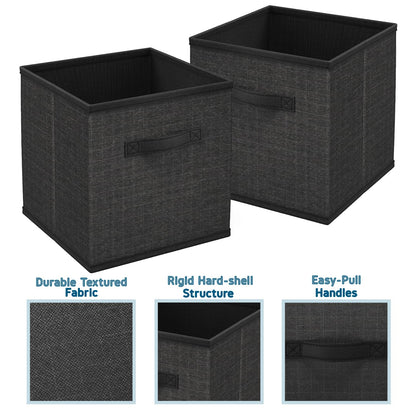 Nestl Cube Storage Bins, Foldable 6 Cube Storage Organizer Bins, Fabric Storage Cubes, Storage Basket with Handles, Black Closet Storage Bins