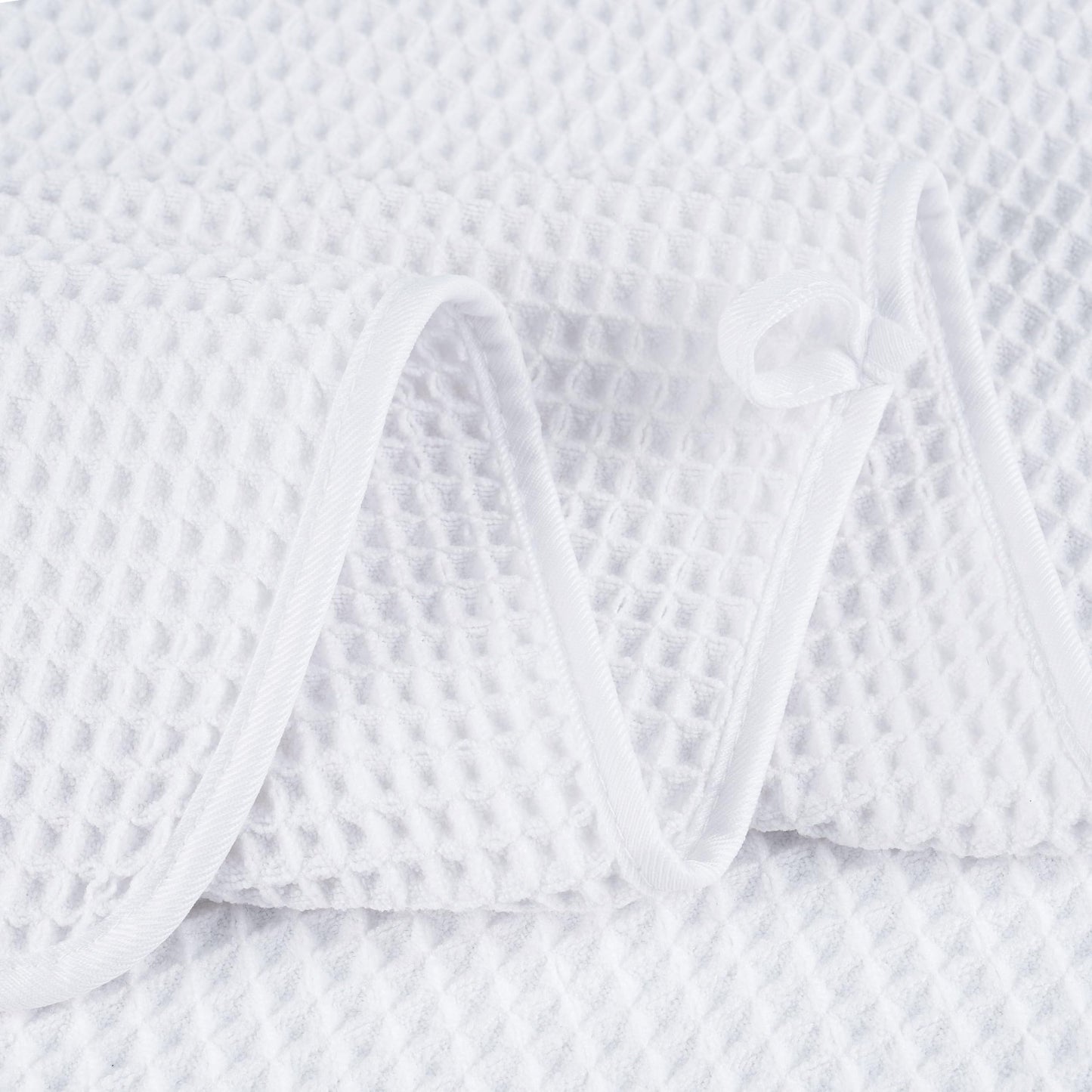 POLYTE Microfibre Quick Dry Lint Free Bath Sheet, 89 x 178 cm, Set of 2 (White, Waffle Weave)