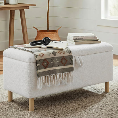 COLAMY Large Ottoman Storage Box for 80L, Wooden Ottoman Storage Bench with Anti-Slip Pads and Lift-Up Lid, Foot Stool for Living Room, Bedroom