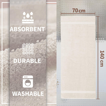 NatureMark Pack of 2 Bath Towels - 100% Cotton, 500 g/m² - Soft, Absorbent & Durable - For Home, Sauna & Travel - 70 x 140 cm, Natural/Cream