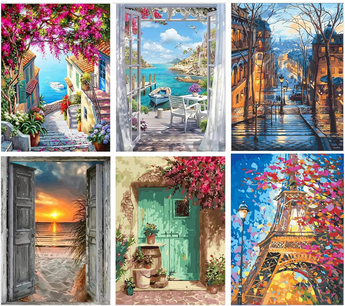 Mrnsiet 6 Packs Diamond Painting Kits for Adults,5D DIY Landscape Diamond Art Kits Round Full Drills,Diamond Dots Embroidery Mosaic Kits with